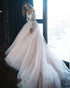 2019 Off The Shoulder Blush Pink Wedding Dress Full Sleeve Elegant Bridal Gown Appliques